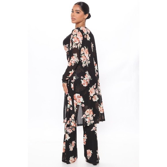 FASHION NOVA Black Floral Semi-Sheer Mesh Duster Cardigan 2X - Picture 3 of 12